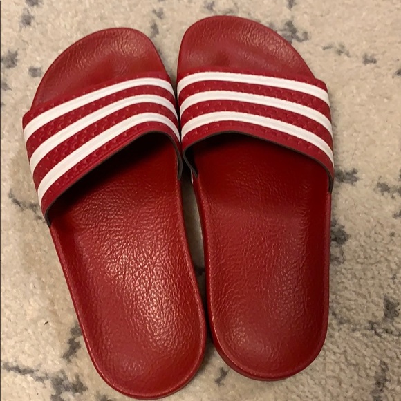 adidas red slides womens